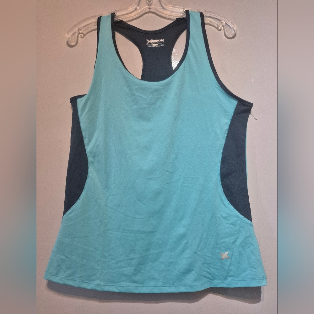 Xersion Women’s Turquoise Racerback Tank with Navy Panels